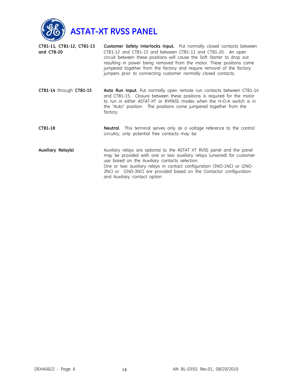 Astat-xt rvss panel | GE Industrial Solutions ASTAT-XT RVSS PANEL User Manual | Page 14 / 43