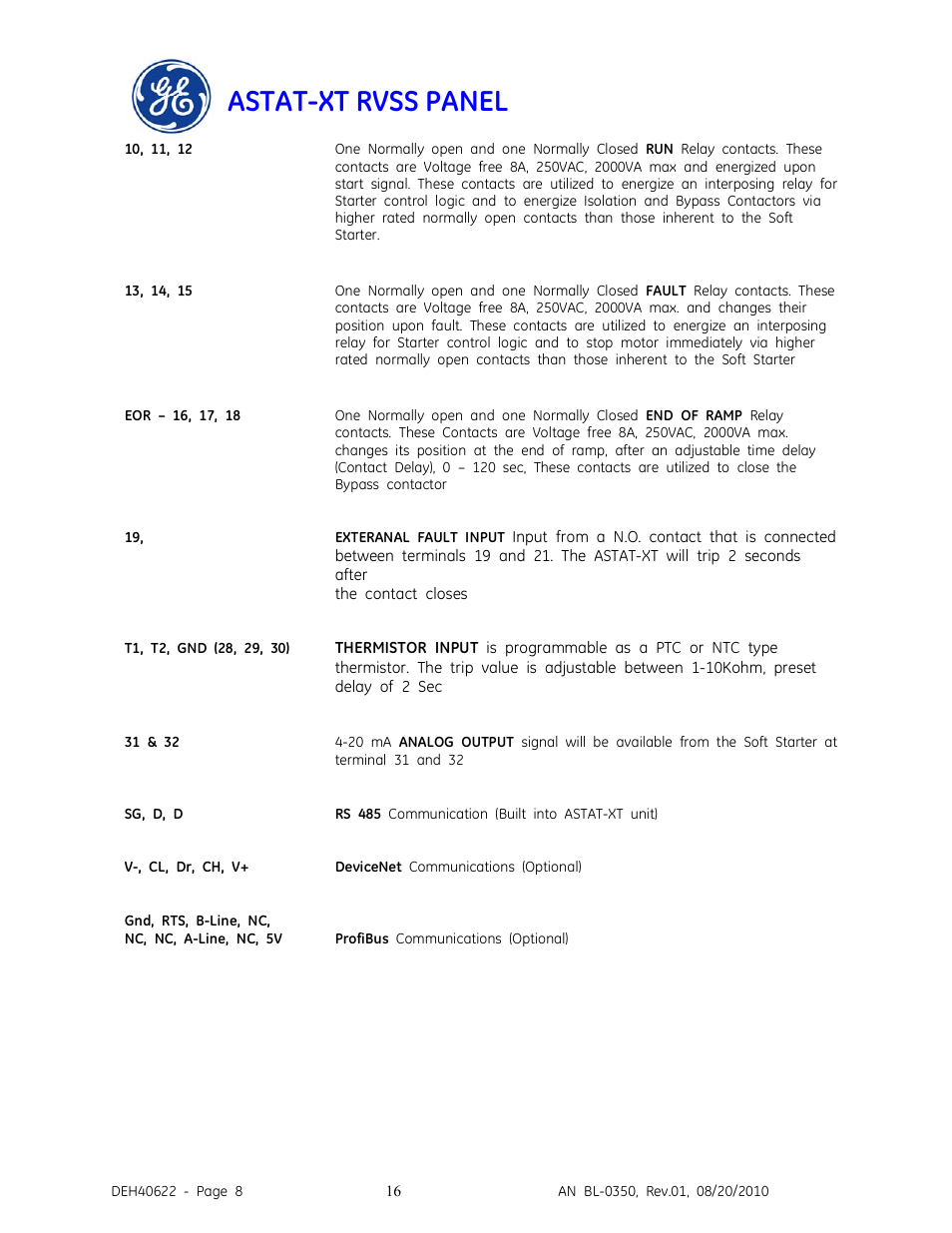 Astat-xt rvss panel | GE Industrial Solutions ASTAT-XT RVSS PANEL User Manual | Page 16 / 43