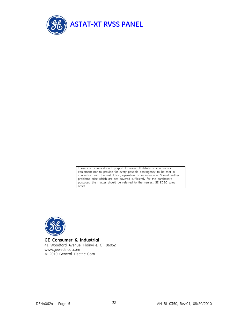 Astat-xt rvss panel | GE Industrial Solutions ASTAT-XT RVSS PANEL User Manual | Page 28 / 43