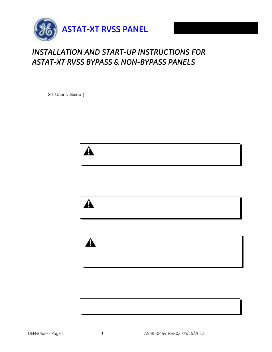 3_deh40620.pdf, Astat-xt rvss panel | GE Industrial Solutions ASTAT-XT RVSS PANEL User Manual | Page 3 / 43