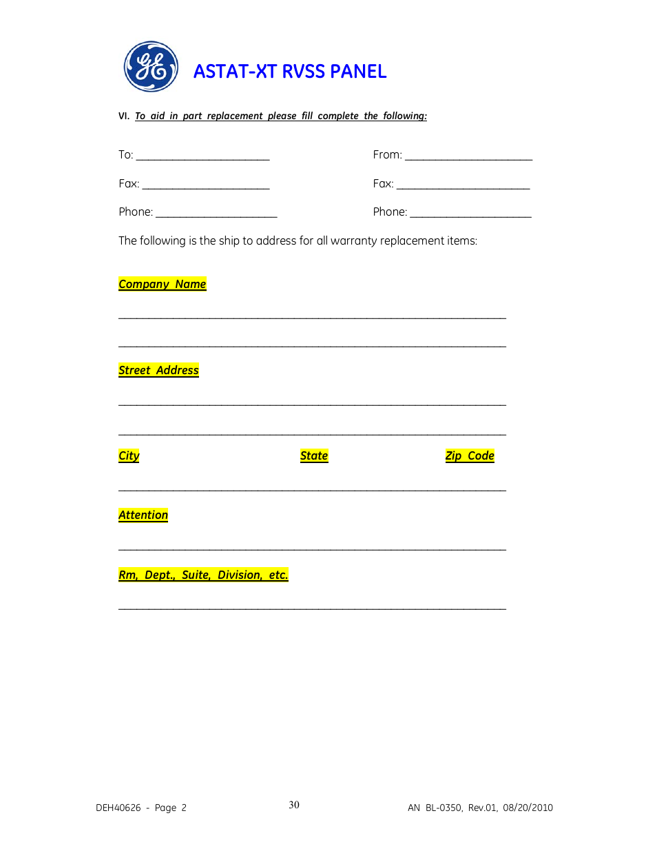 Astat-xt rvss panel | GE Industrial Solutions ASTAT-XT RVSS PANEL User Manual | Page 30 / 43