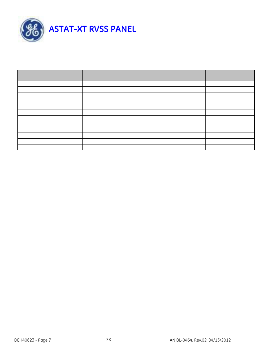 Astat-xt rvss panel | GE Industrial Solutions ASTAT-XT RVSS PANEL User Manual | Page 38 / 43