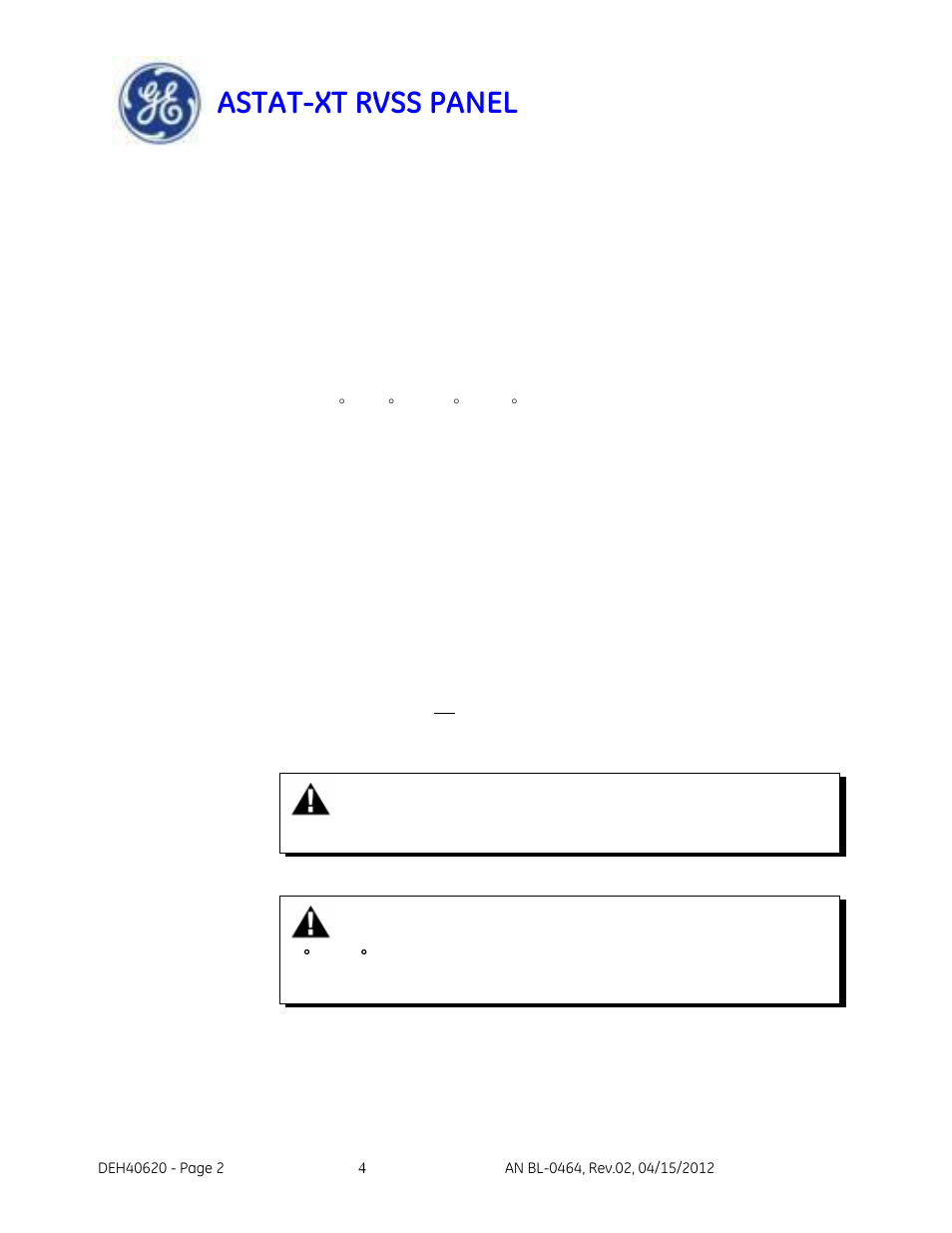 Astat-xt rvss panel | GE Industrial Solutions ASTAT-XT RVSS PANEL User Manual | Page 4 / 43