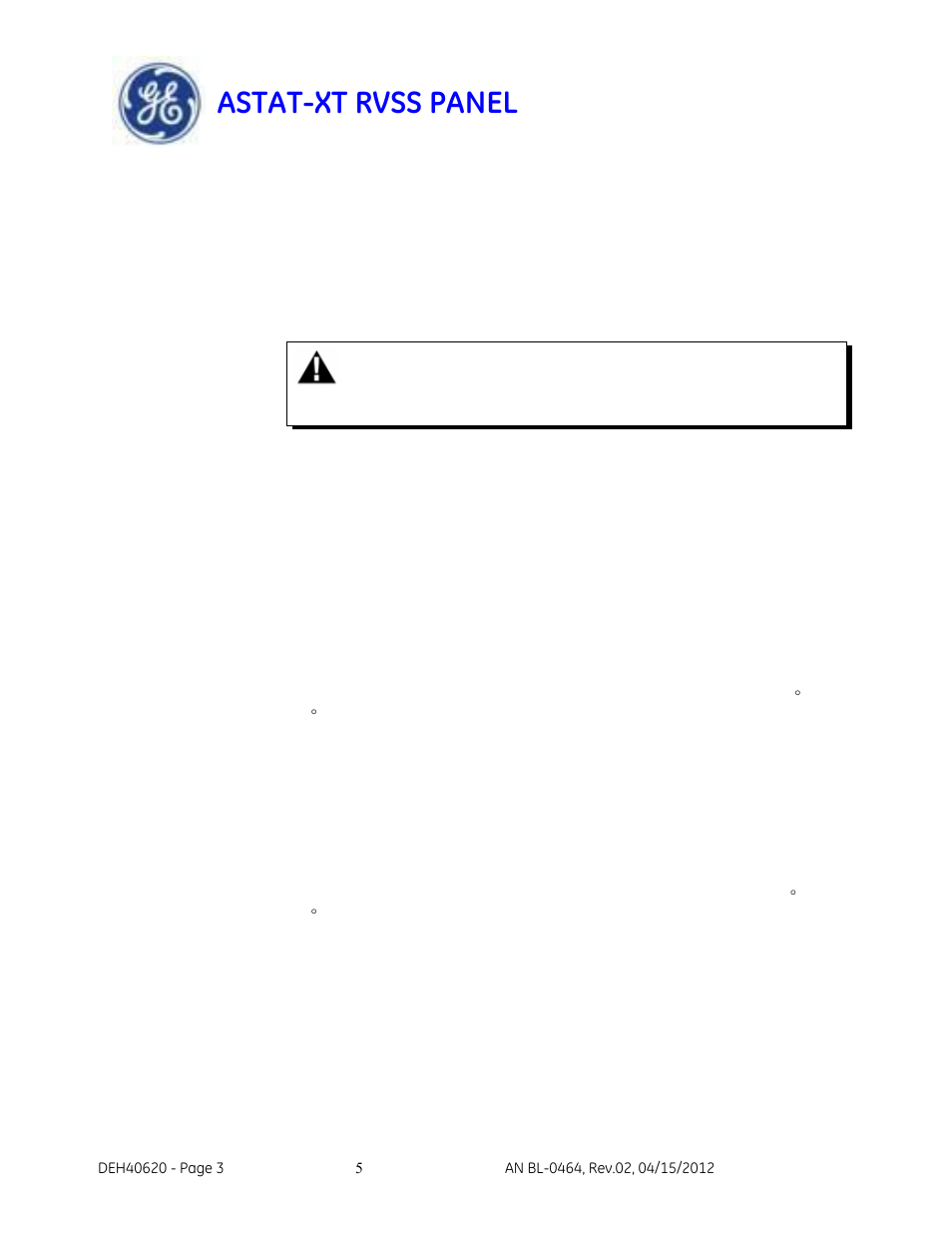 Astat-xt rvss panel | GE Industrial Solutions ASTAT-XT RVSS PANEL User Manual | Page 5 / 43