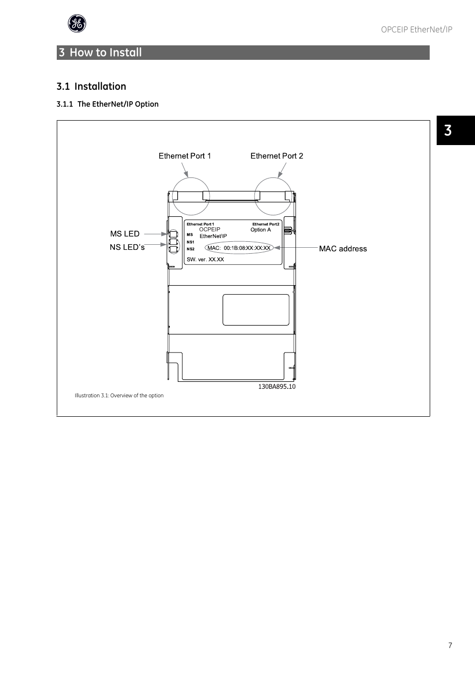 3 how to install, 1 installation | GE Industrial Solutions AF-600 FP OPCEIP EtherNet_IP User Manual | Page 8 / 64
