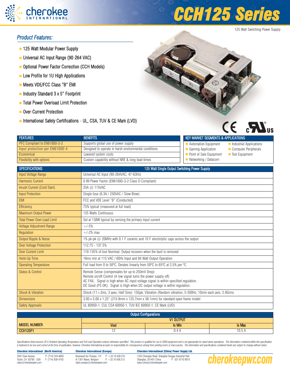 GE Industrial Solutions CCH125 Series User Manual | 2 pages