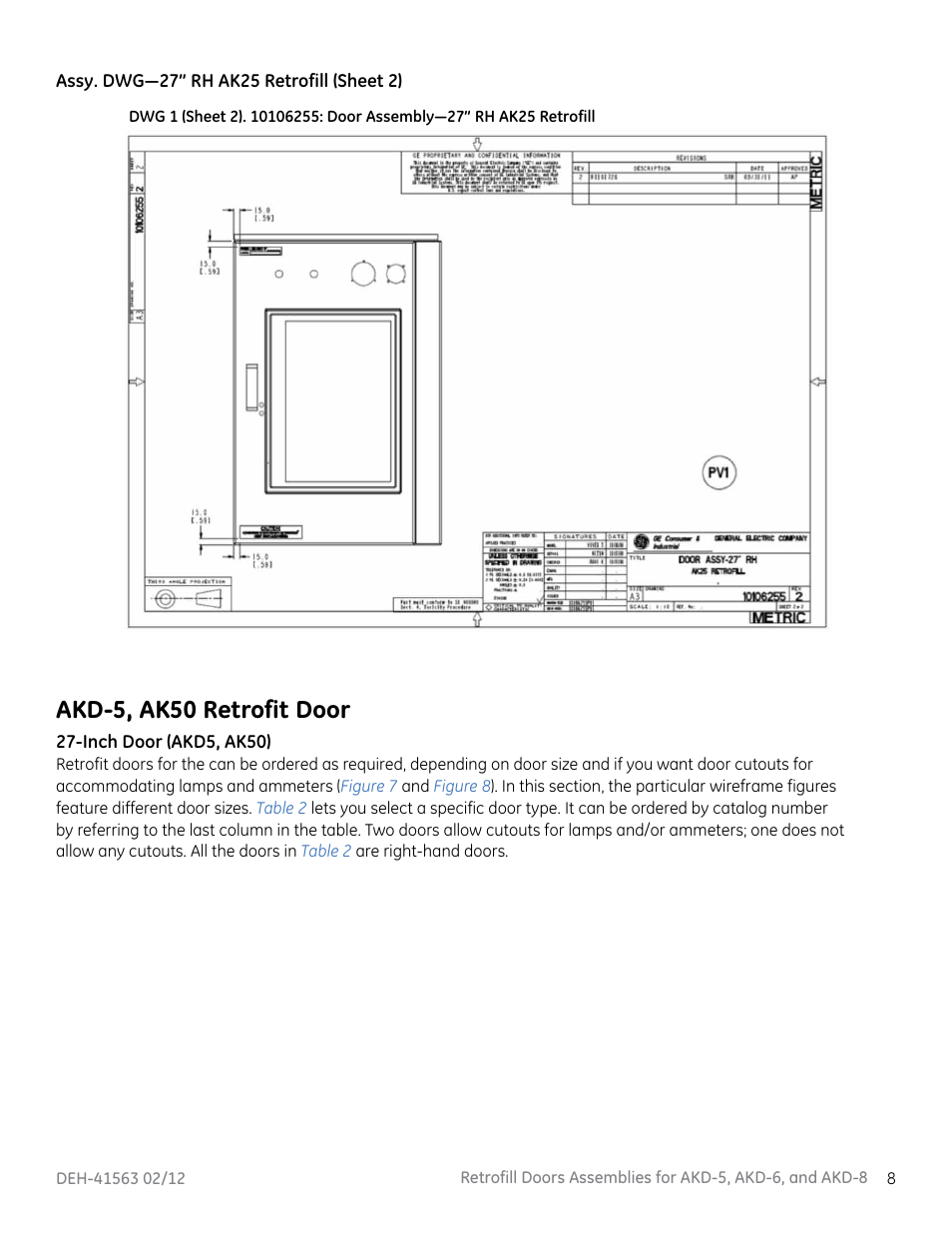 Akd-5, ak50 retrofit door | GE Industrial Solutions AKD-5, AKD-6, and AKD-8 User Manual | Page 9 / 52