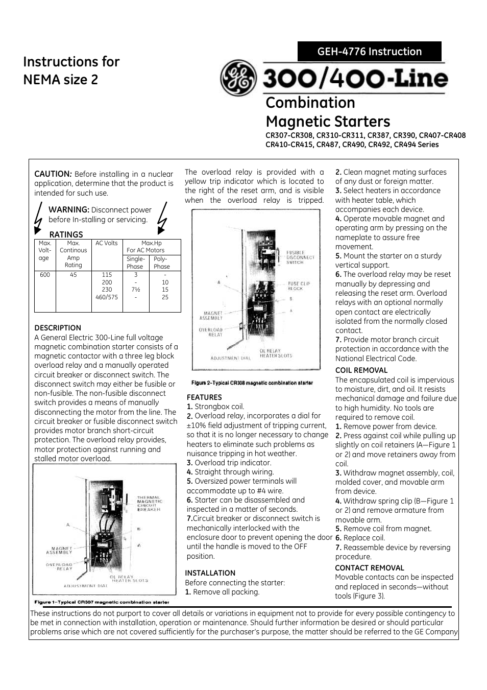 GE Industrial Solutions 300_400 Line NEMA size 2 User Manual | 2 pages