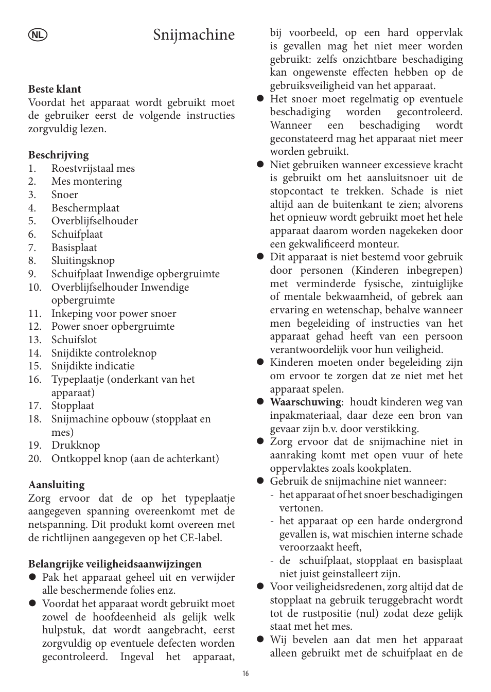 Snijmachine | SEVERIN AS 3950 User Manual | Page 16 / 54