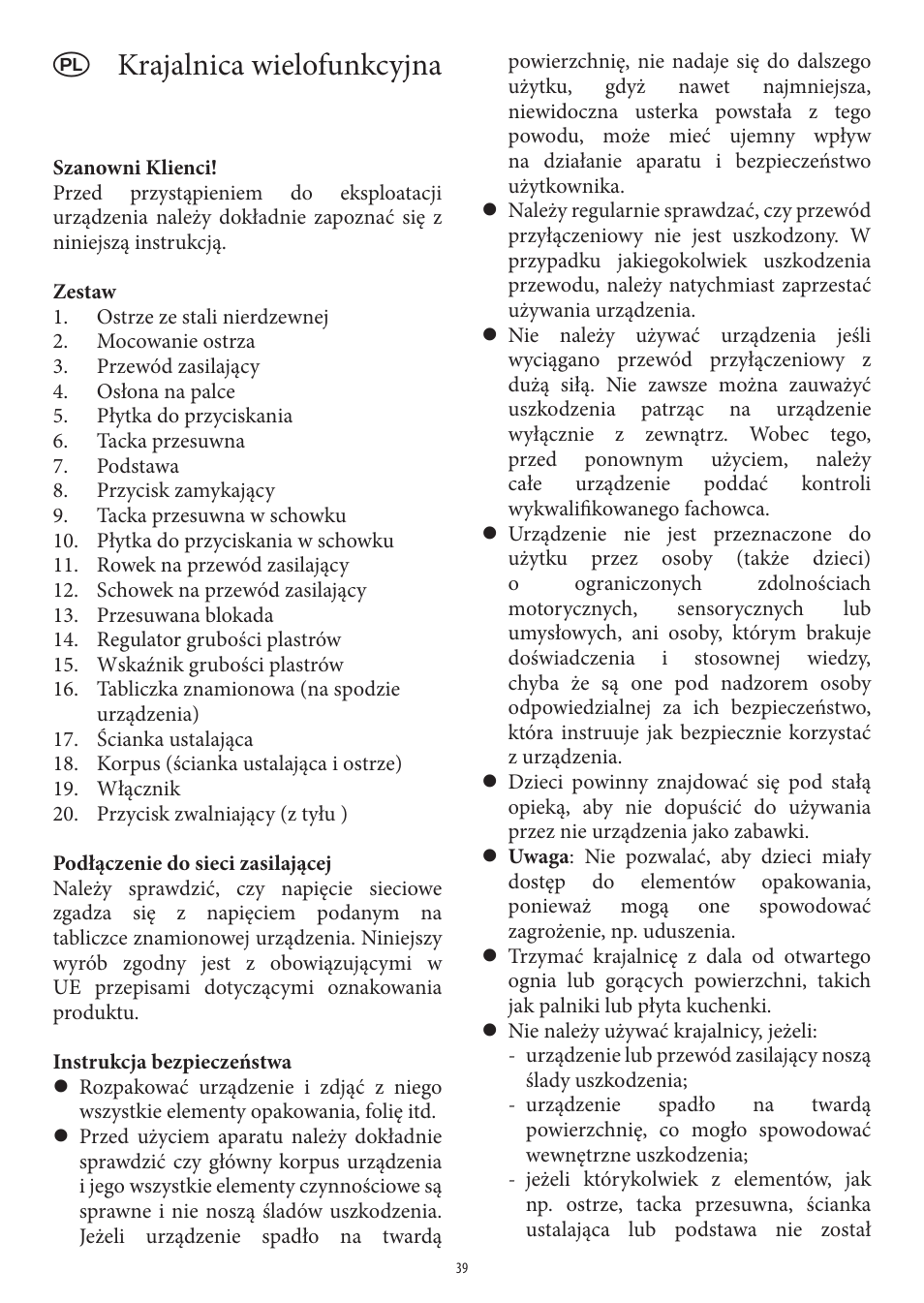 Krajalnica wielofunkcyjna | SEVERIN AS 3950 User Manual | Page 39 / 54