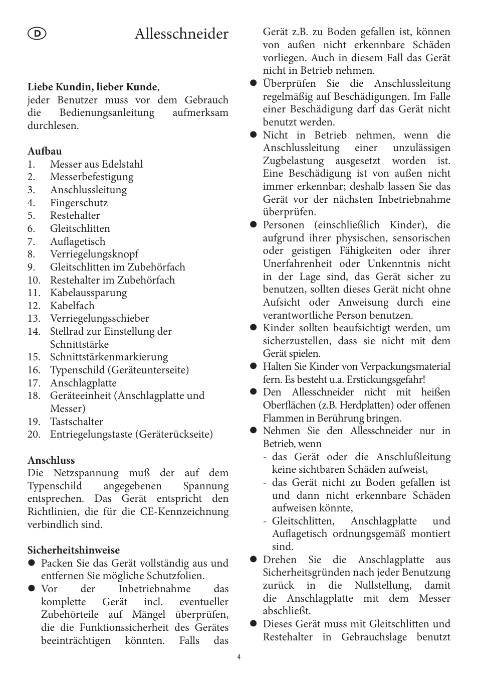 Allesschneider | SEVERIN AS 3950 User Manual | Page 4 / 54