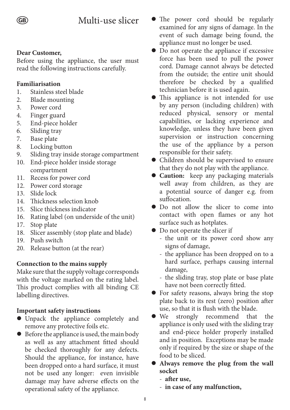 Multi-use slicer | SEVERIN AS 3950 User Manual | Page 8 / 54
