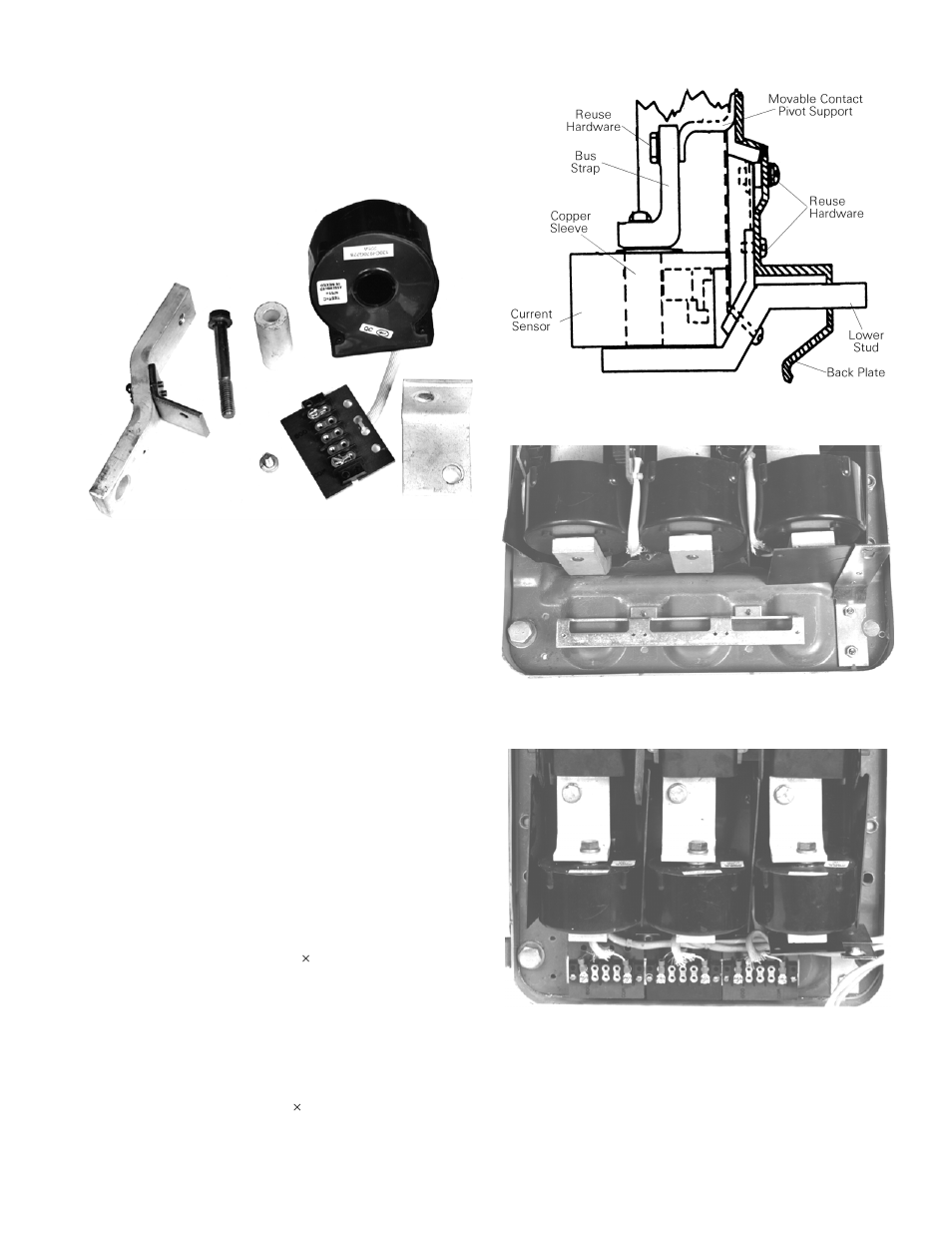 Current sensor installation, Current sensor assembly, right-side view, Ct terminal board bracket and insulator installed | Completed, Ct installation | GE Industrial Solutions ProTrip Conversion Kits AK-15, AK-25, and AKU-25 User Manual | Page 13 / 20