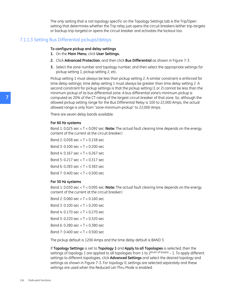 3 setting bus differential pickups/delays | GE Industrial Solutions Entellisys 5.0 User Manual User Manual | Page 116 / 310