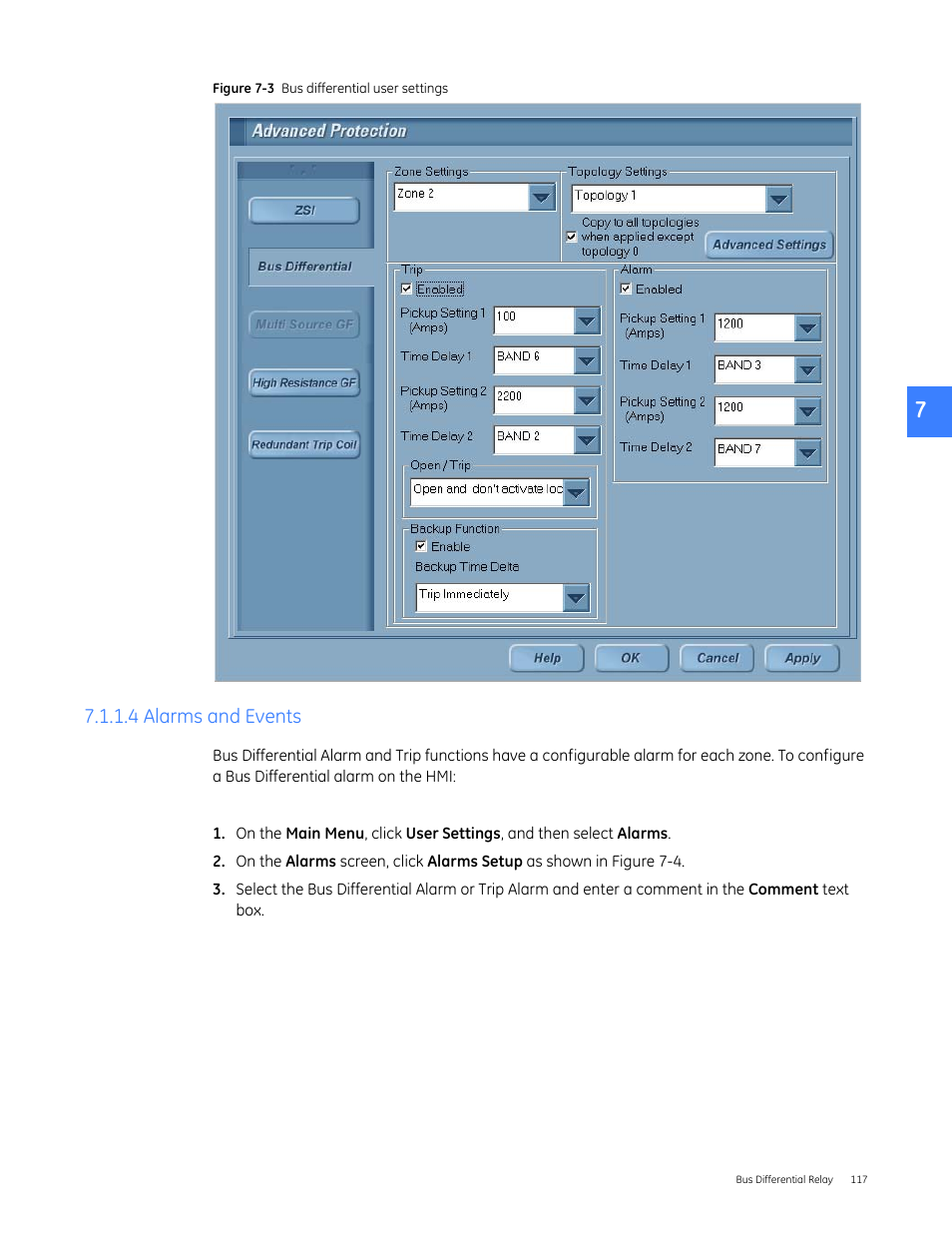 4 alarms and events, Shown in figure 7-3 | GE Industrial Solutions Entellisys 5.0 User Manual User Manual | Page 117 / 310