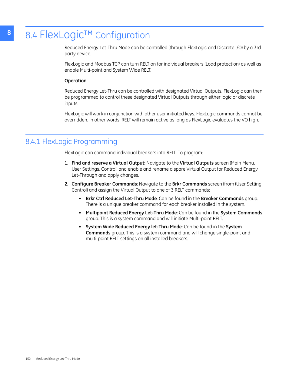 4 flexlogic™ configuration, 1 flexlogic programming, Flexlogic | Configuration | GE Industrial Solutions Entellisys 5.0 User Manual User Manual | Page 156 / 310