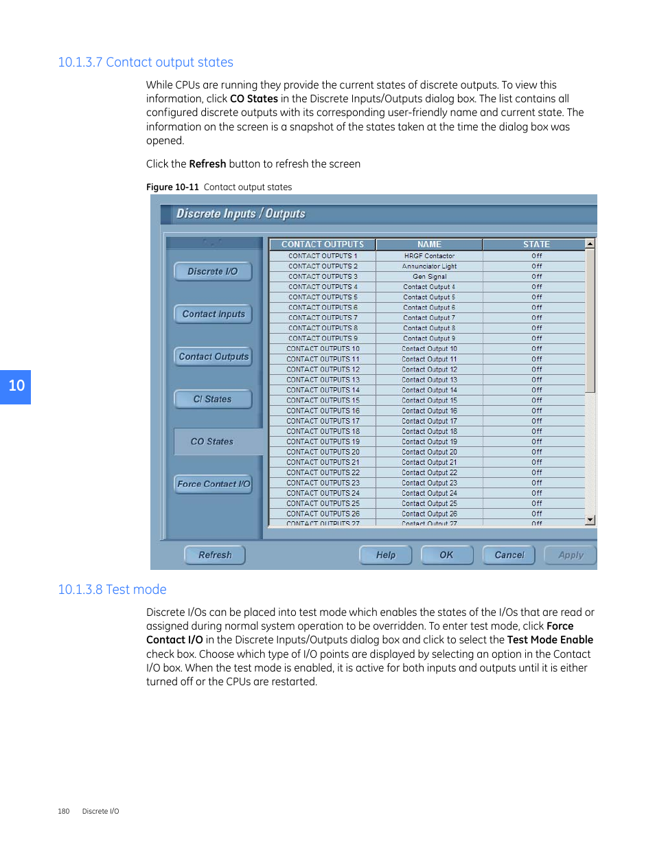 7 contact output states, 8 test mode | GE Industrial Solutions Entellisys 5.0 User Manual User Manual | Page 184 / 310