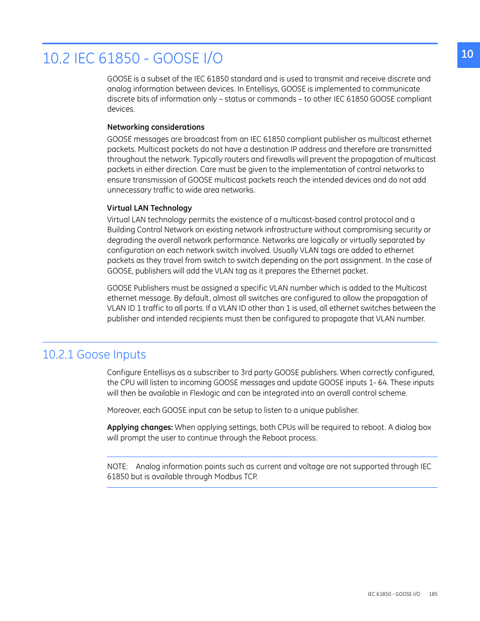 2 iec 61850 - goose i/o, 1 goose inputs | GE Industrial Solutions Entellisys 5.0 User Manual User Manual | Page 189 / 310