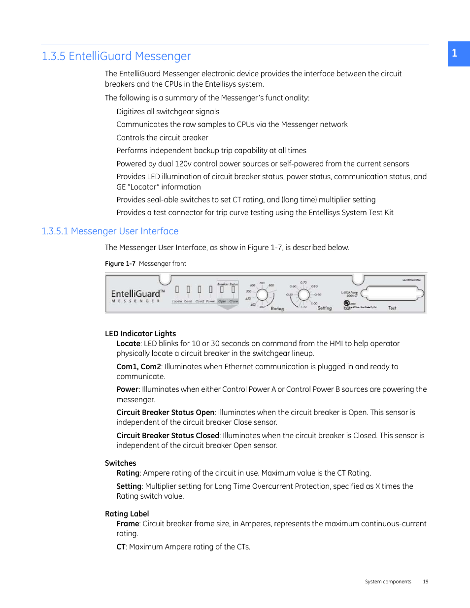 5 entelliguard messenger, 1 messenger user interface, 4 entelliguard messenger | GE Industrial Solutions Entellisys 5.0 User Manual User Manual | Page 19 / 310