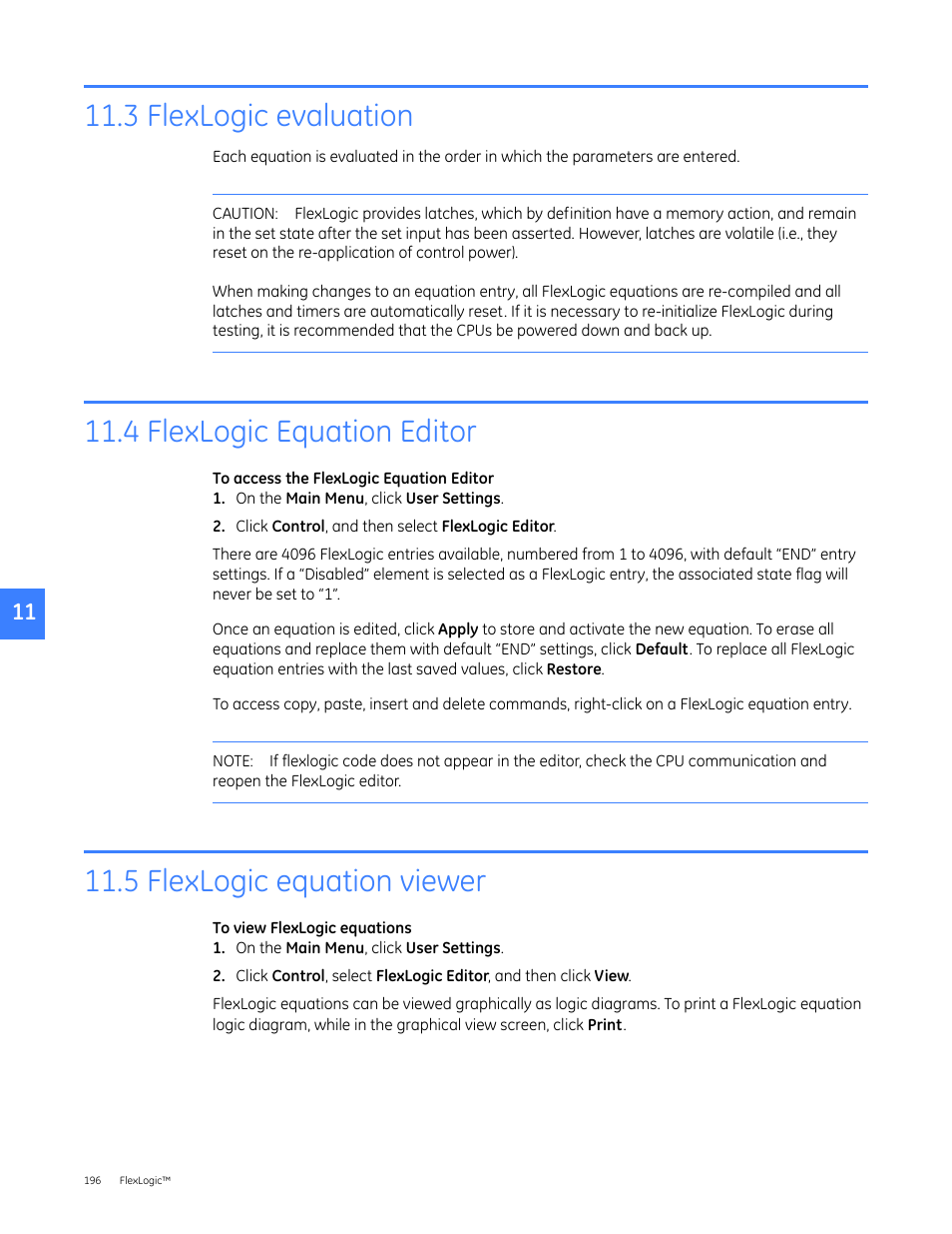 3 flexlogic evaluation, 4 flexlogic equation editor, 5 flexlogic equation viewer | GE Industrial Solutions Entellisys 5.0 User Manual User Manual | Page 206 / 310