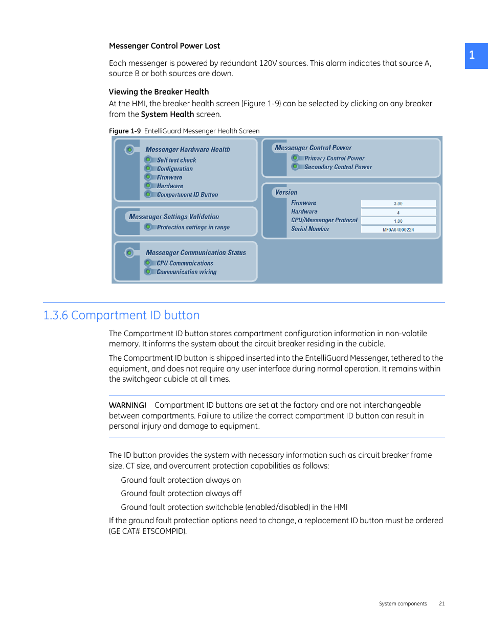 6 compartment id button, 5 compartment id button | GE Industrial Solutions Entellisys 5.0 User Manual User Manual | Page 21 / 310