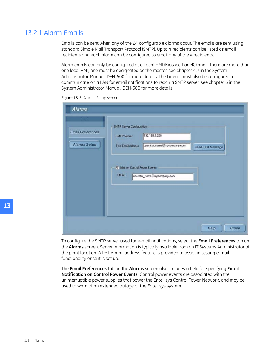 1 alarm emails | GE Industrial Solutions Entellisys 5.0 User Manual User Manual | Page 228 / 310