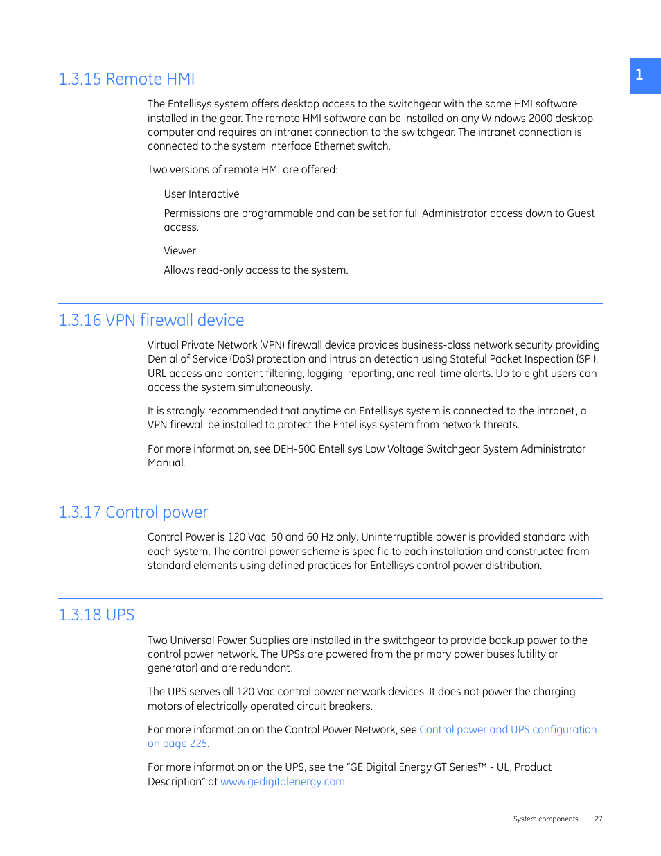 15 remote hmi, 16 vpn firewall device, 17 control power | 18 ups | GE Industrial Solutions Entellisys 5.0 User Manual User Manual | Page 27 / 310