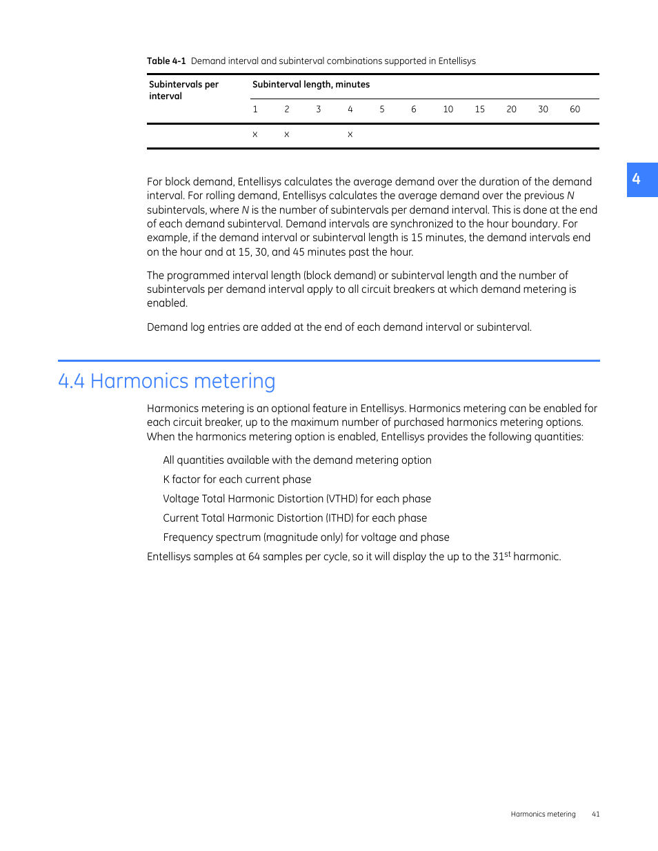 4 harmonics metering | GE Industrial Solutions Entellisys 5.0 User Manual User Manual | Page 41 / 310