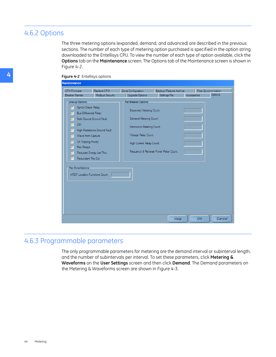2 options, 3 programmable parameters | GE Industrial Solutions Entellisys 5.0 User Manual User Manual | Page 44 / 310