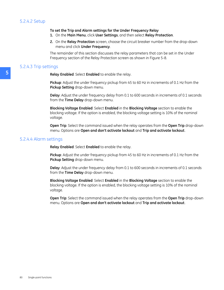 2 setup, 3 trip settings, 4 alarm settings | GE Industrial Solutions Entellisys 5.0 User Manual User Manual | Page 80 / 310