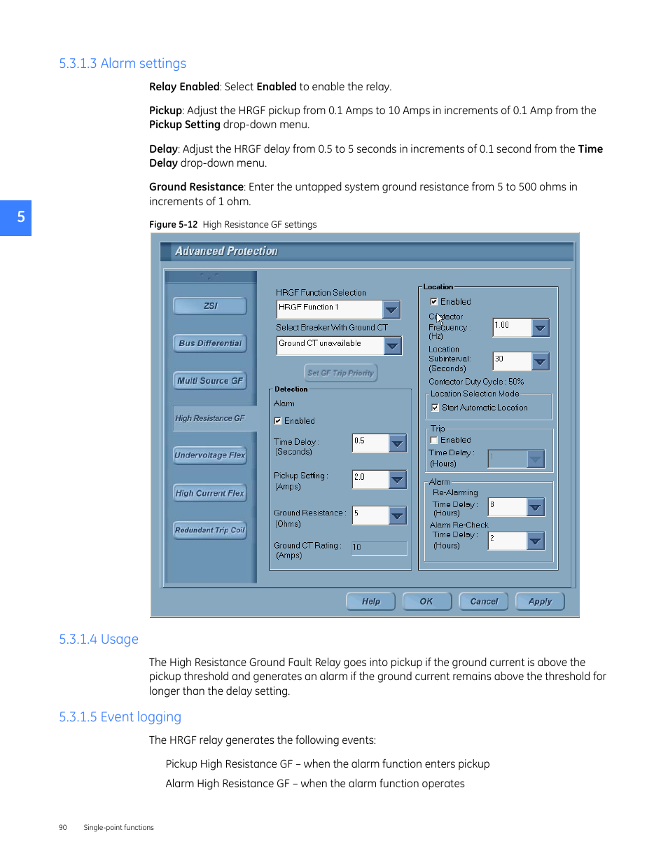 3 alarm settings, 4 usage, 5 event logging | GE Industrial Solutions Entellisys 5.0 User Manual User Manual | Page 90 / 310