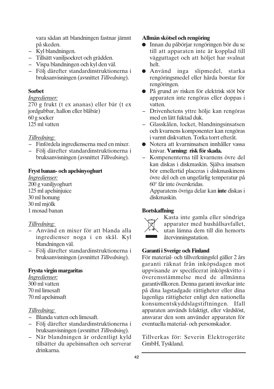 SEVERIN EZ 7401 User Manual | Page 42 / 66