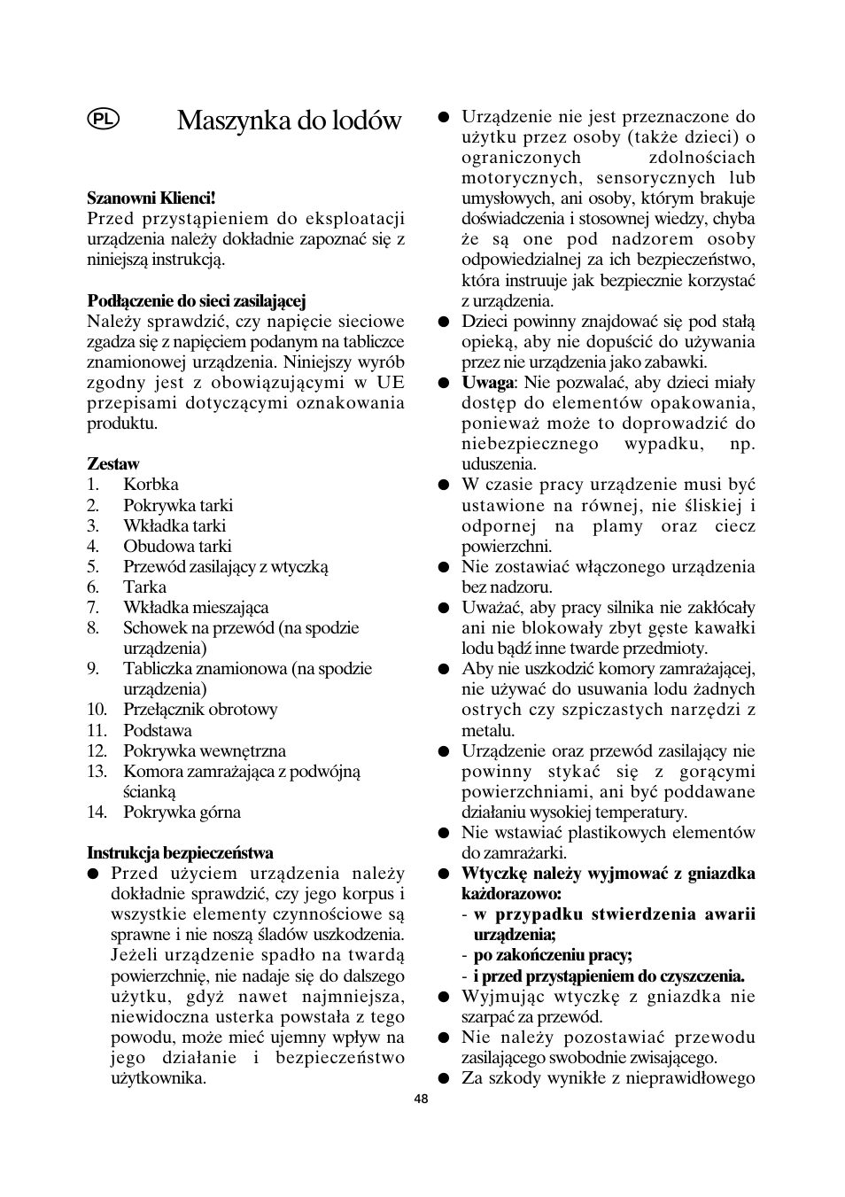 Maszynka do lodów | SEVERIN EZ 7401 User Manual | Page 48 / 66