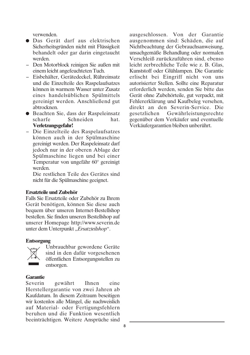 SEVERIN EZ 7401 User Manual | Page 8 / 66