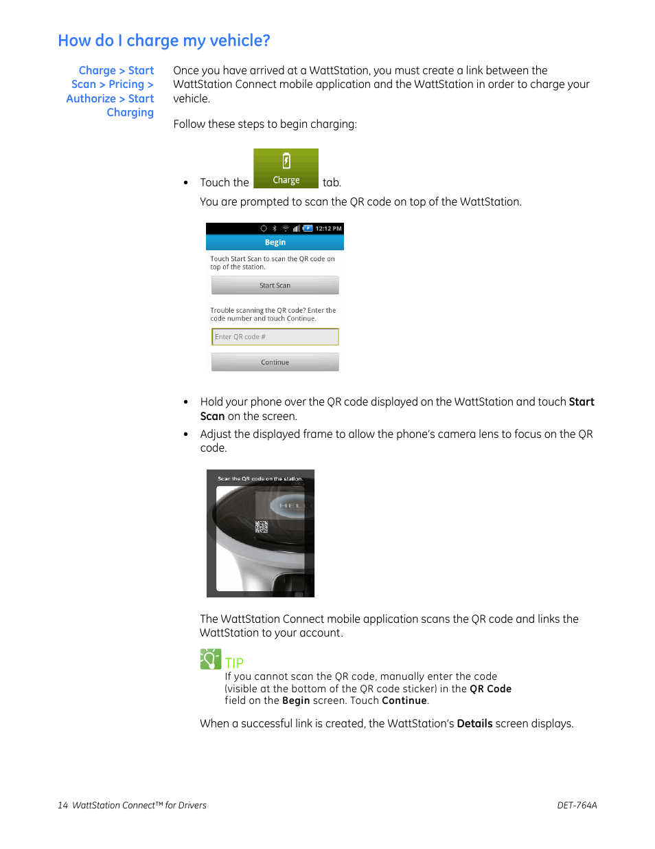 How do i charge my vehicle | GE Industrial Solutions WattStation Connect Driver Second Edition (Android) User Manual | Page 16 / 31