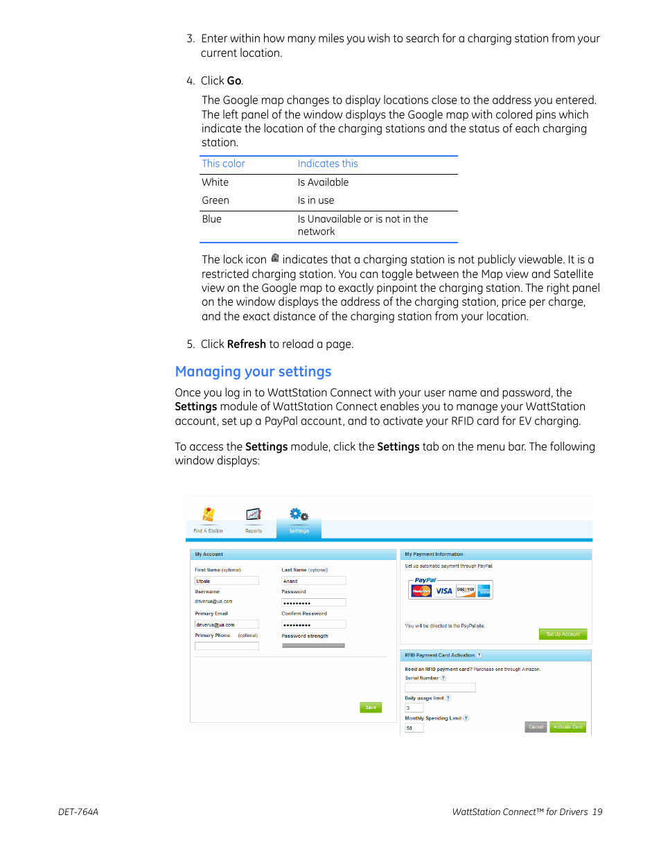 Managing your settings | GE Industrial Solutions WattStation Connect Driver Second Edition (Android) User Manual | Page 21 / 31