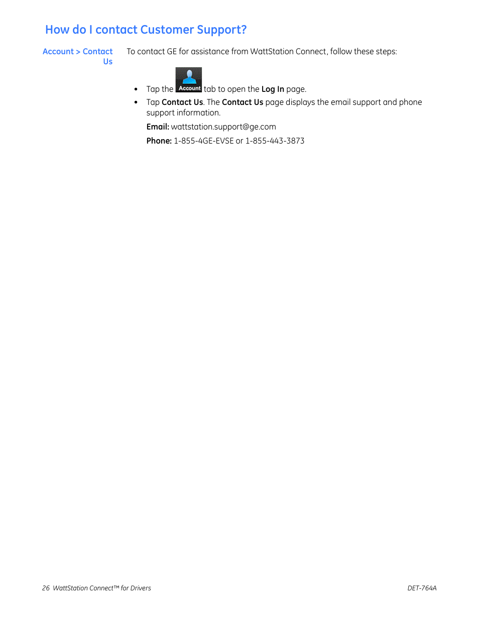 How do i contact customer support | GE Industrial Solutions WattStation Connect Driver Second Edition (Android) User Manual | Page 28 / 31