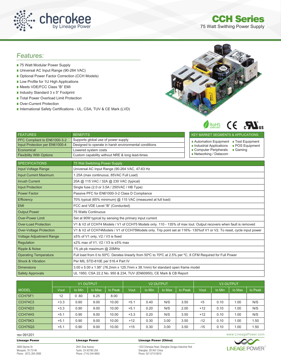 GE Industrial Solutions CCH Series User Manual | 1 page