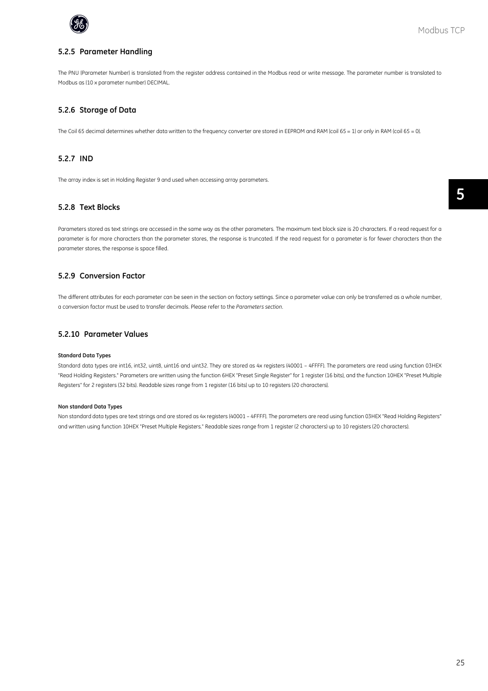 GE Industrial Solutions AF-600 FP OPCMBTCP Modbus TCP Option User Manual | Page 26 / 54