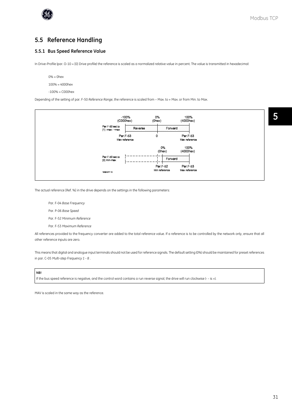 5 reference handling, Modbus tcp | GE Industrial Solutions AF-600 FP OPCMBTCP Modbus TCP Option User Manual | Page 32 / 54