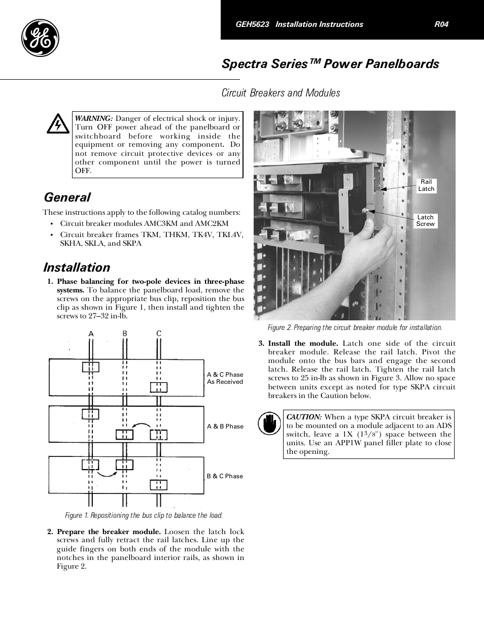 GE Industrial Solutions Spectra Series Power Panelboards AMC3KM and AMC2KM User Manual | 4 pages