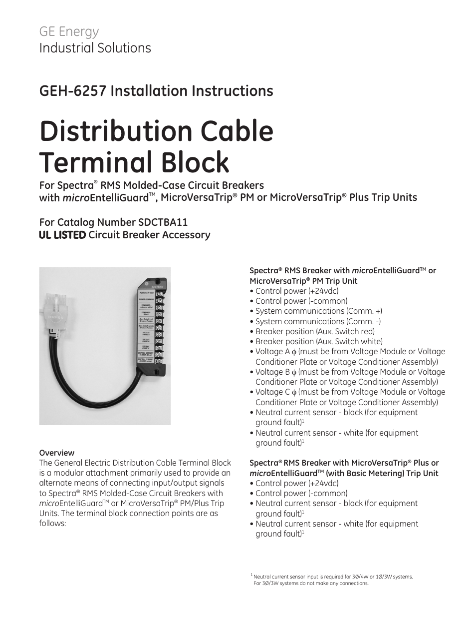 GE Industrial Solutions SDCTBA11 User Manual | 8 pages