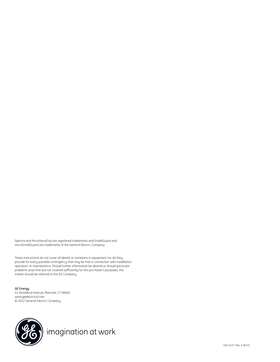 Imagination at work | GE Industrial Solutions SDCTBA11 User Manual | Page 8 / 8