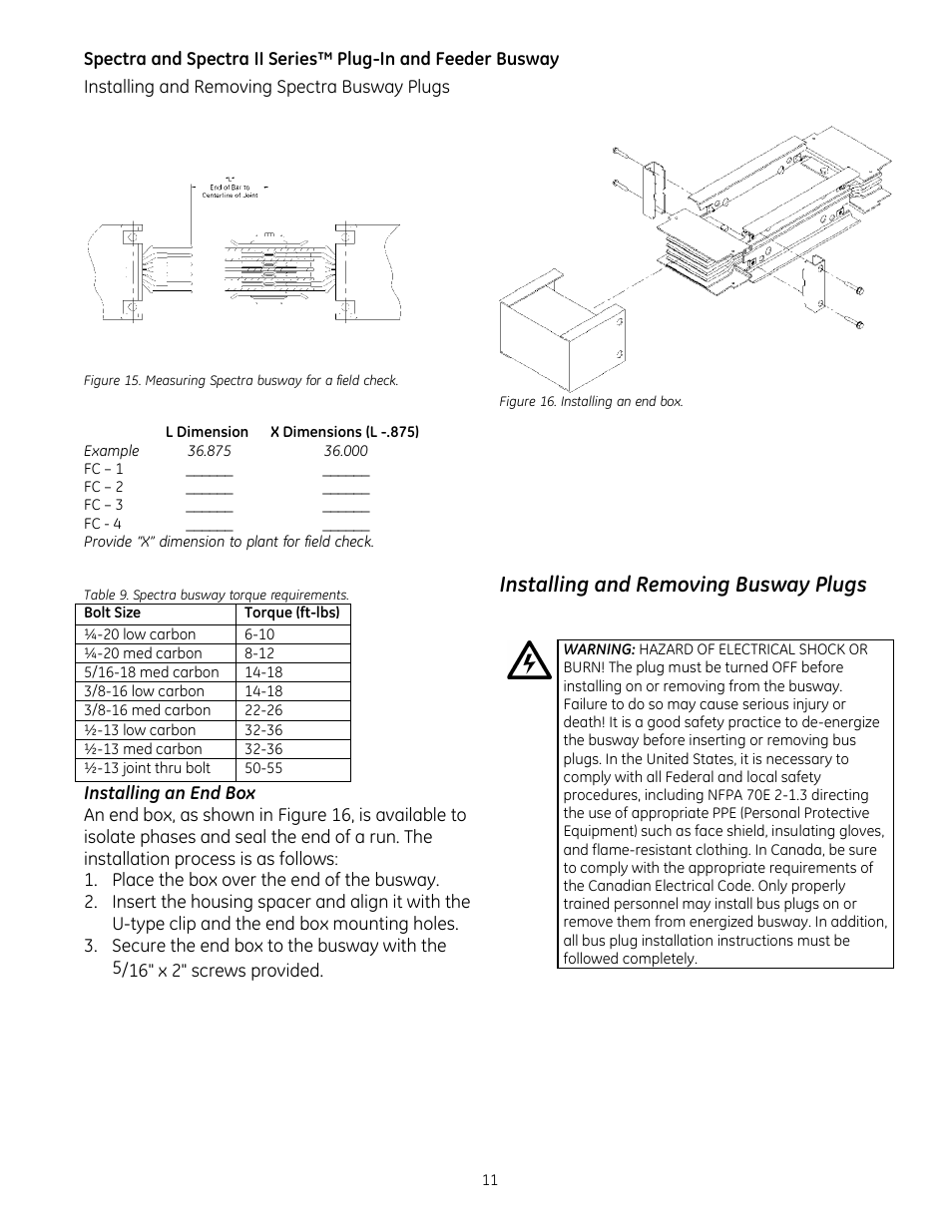 Installing and removing busway plugs | GE Industrial Solutions Spectra II Series Plug-in and Feeder Busway with BlueCoat Epoxy Insulation System User Manual | Page 13 / 34