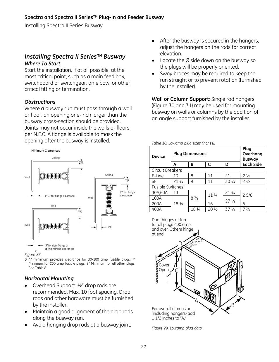 Installing spectra ii series™ busway | GE Industrial Solutions Spectra II Series Plug-in and Feeder Busway with BlueCoat Epoxy Insulation System User Manual | Page 24 / 34