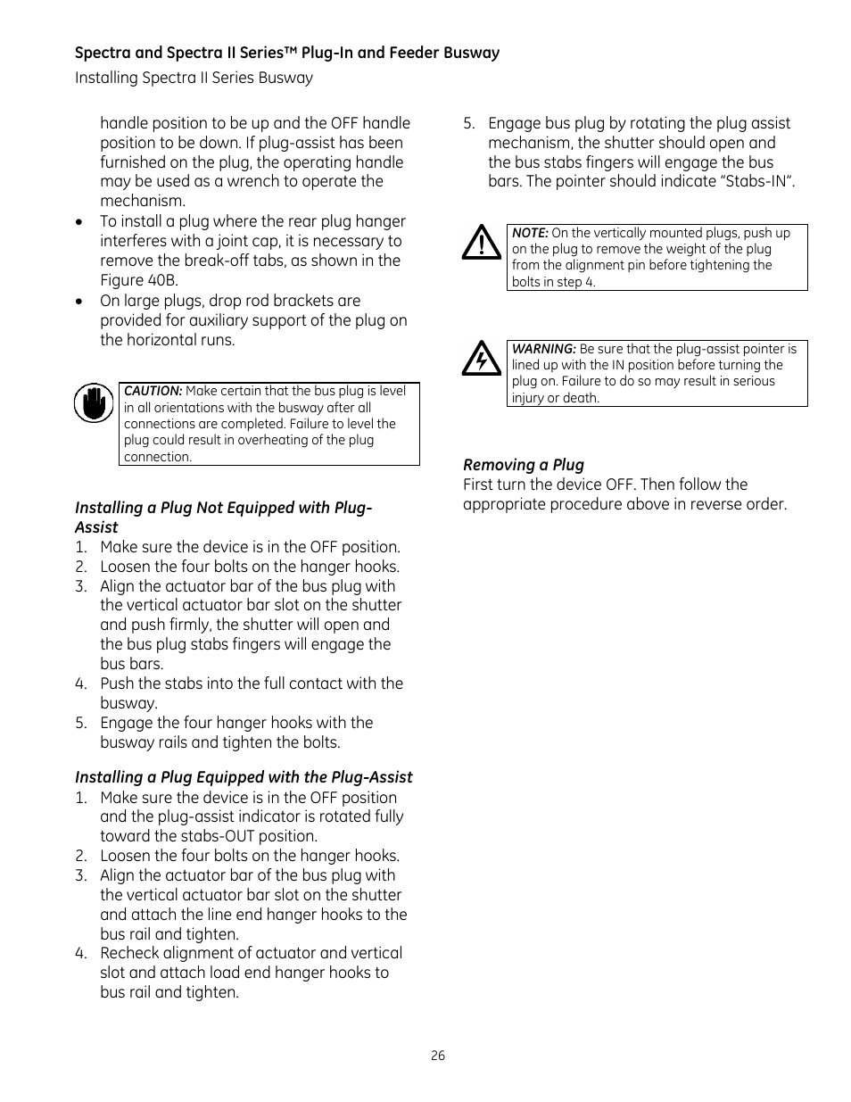 GE Industrial Solutions Spectra II Series Plug-in and Feeder Busway with BlueCoat Epoxy Insulation System User Manual | Page 28 / 34