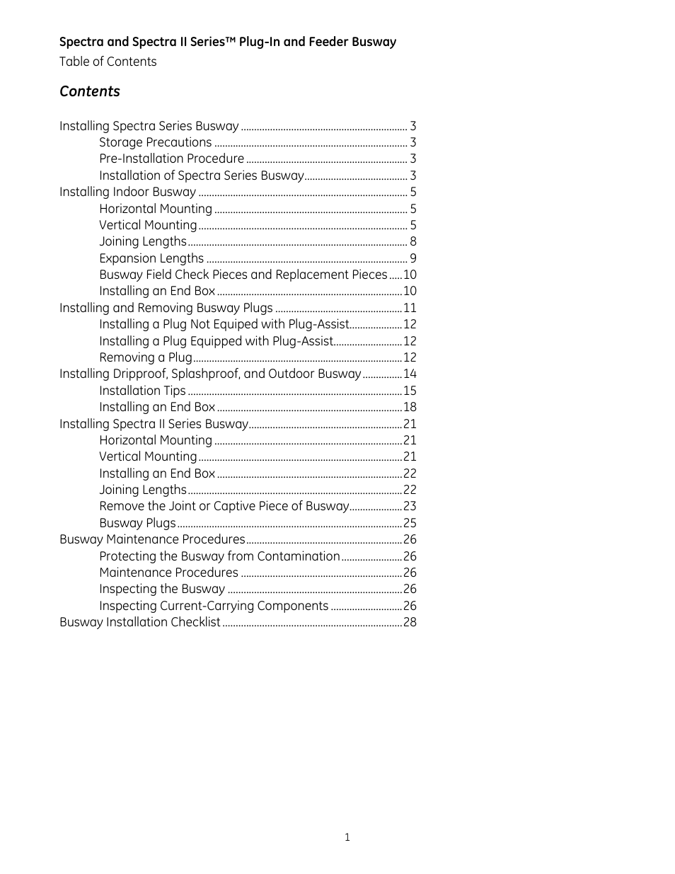 GE Industrial Solutions Spectra II Series Plug-in and Feeder Busway with BlueCoat Epoxy Insulation System User Manual | Page 3 / 34