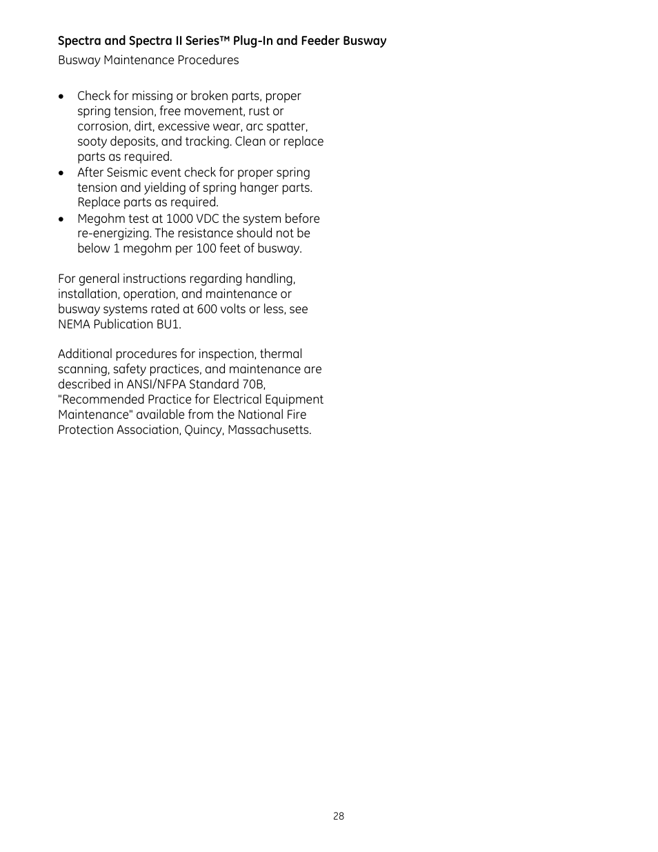 GE Industrial Solutions Spectra II Series Plug-in and Feeder Busway with BlueCoat Epoxy Insulation System User Manual | Page 30 / 34