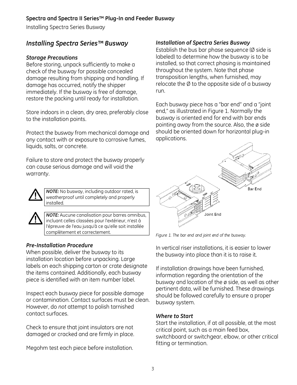 Installing spectra series™ busway | GE Industrial Solutions Spectra II Series Plug-in and Feeder Busway with BlueCoat Epoxy Insulation System User Manual | Page 5 / 34