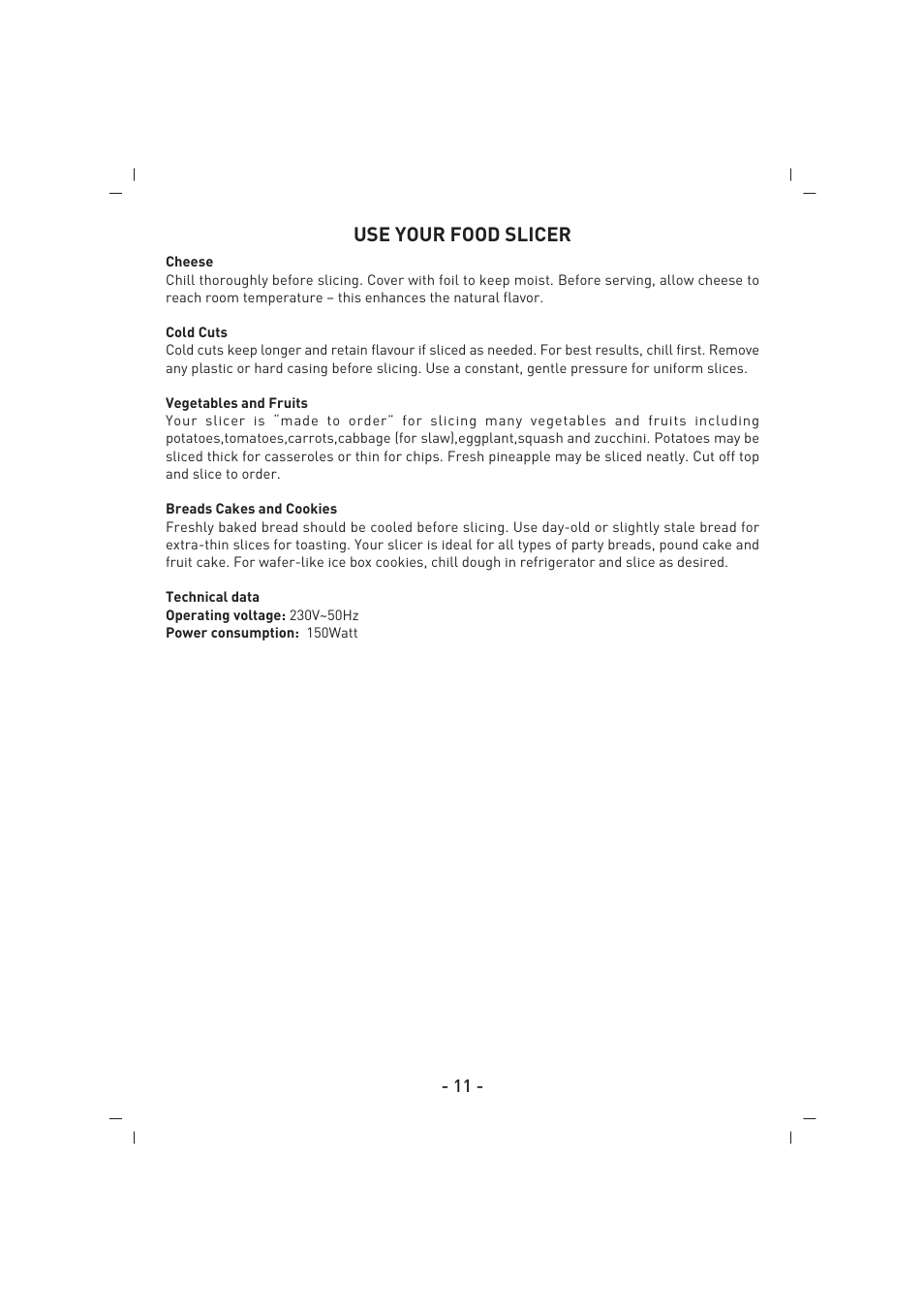 Use your food slicer | SINBO SMS 5605 User Manual | Page 12 / 43